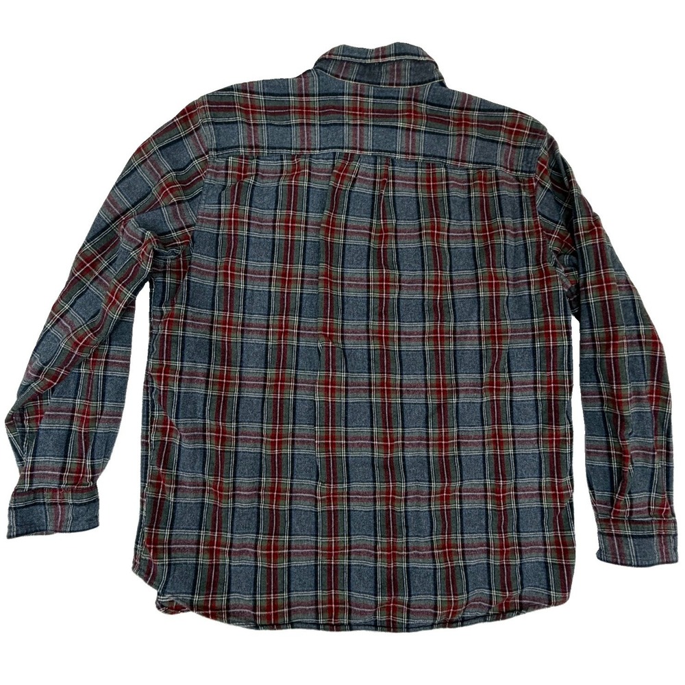 LL Bean Traditional Fit Flannel Men's Shirt Sz Large Gray Red Plaid L  #228061 - Picture 3 of 7